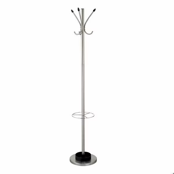 13 x 68 in. Brushed Steel Stand & Coat Rack, Homeroots, Mfr#: 372949